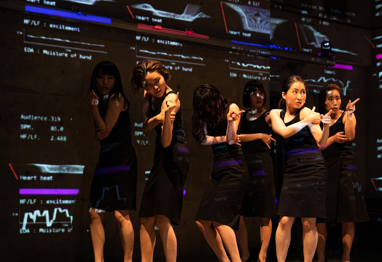 Dancers on stage during the Boiling Mind performance